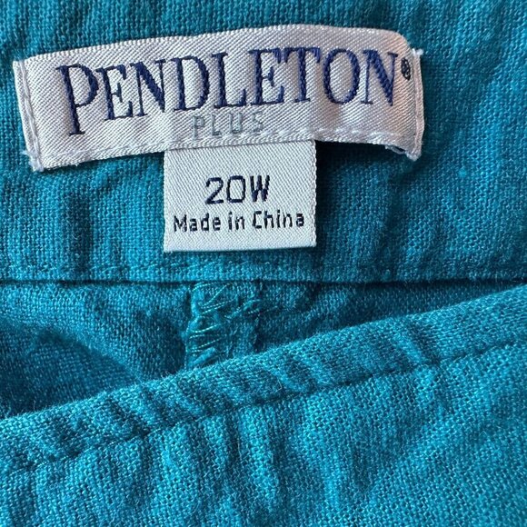 Pendelton Plus Linen Rayon Blue Pants Womens 20W - Picture 7 of 9